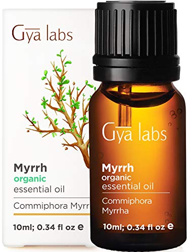 Gya Labs Myrrh Essential Oil Organic For Meditation, Skin Care and Muscle Pain Relief - Topical For Dry Skin - Diffuse to Balance Mood - 100 Pure Therapeutic Grade Myrrh Oil for Aromatherapy - 10ml