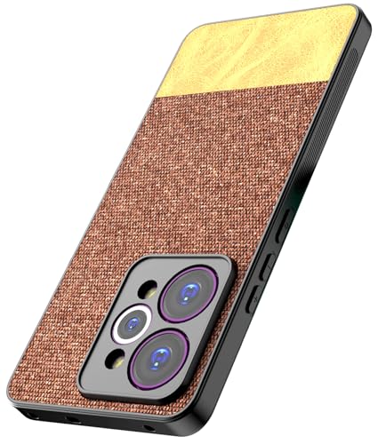 Image of Kapa Soft Fabric & Leather Hybrid Protective Back Cover for Realme 15 Pro 5G | Shockproof Slim Hard Anti Slip Back Case (Brown)