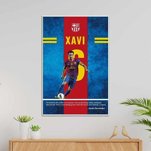 Image of TenorArts Xavi Hernandez Poster Barcelona Quotes Wall Posters Adhesives on back with Thick 300 GSM Matt Finish Papers (18inches x 12inches)