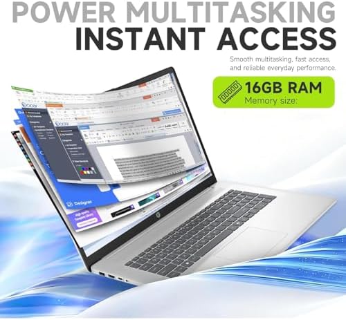 HP 17 Inch Laptop 2026 Edition, 16GB RAM, 1TB Storage (512GB SSD + 512GB External), Intel 13th i3 CPU (8 Cores), 17.3" IPS Display, Large Screen, Windows 11 with Office 365 for The Web, No Mouse — view 2