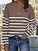 LILLUSORY Women's Quarter Zip Striped Oversized Sweater 2025 Mock Turtleneck Fall Fashion Outfit Nutmeg-White M