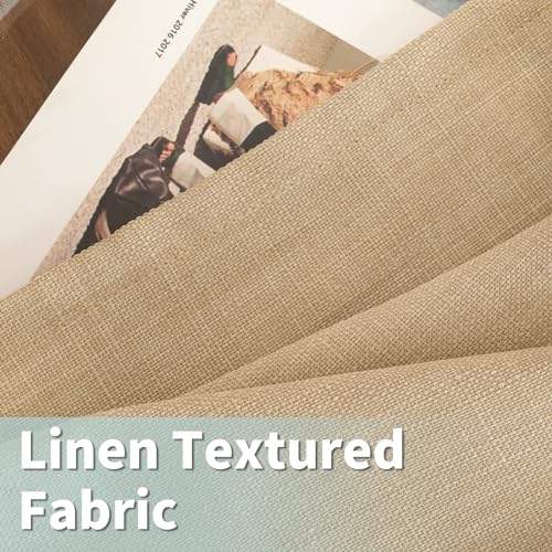Image of LAMIT Extra Long Linen Curtains 108 Inches Long 2 Panels Set, Bedroom Faux Linen Textured Light Filtering Privacy Drapes Burlap Panels for Farmhouse /Living Room, 52 x 108 Inch, Natural Tan