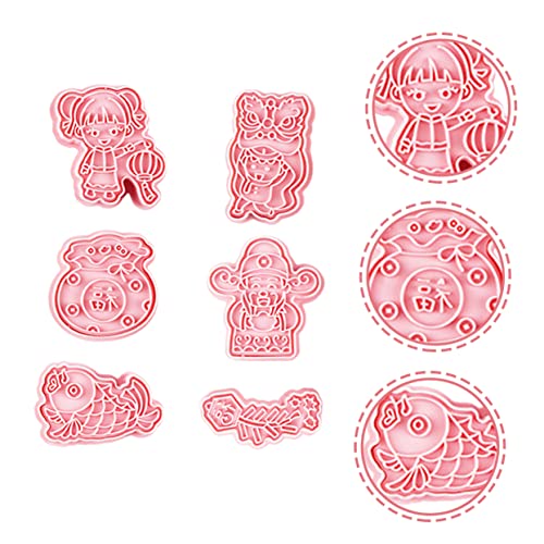 Homoyoyo 6Pcs Biscuit Mold Chocolate Biscuit Cookie Molds Chocolate Molds Cookie Stamps Homemade Cookies New Yearbaking Stamps Creative Cookie Mold Die Pink Plastic Household 3D Fudge Molds #TOP3