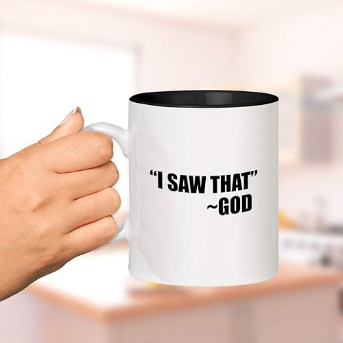 Miniatura 3 de Black I Saw That God Taza De Cerámica De Color Interior Taza De Café - Negro