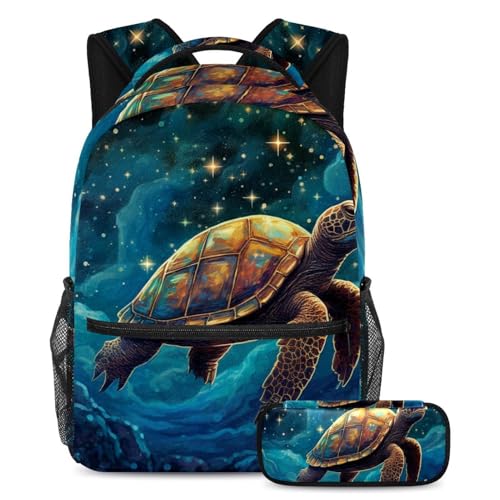 Sac à dos tortue galaxie à paillettes idéal pour les cours et les voyages