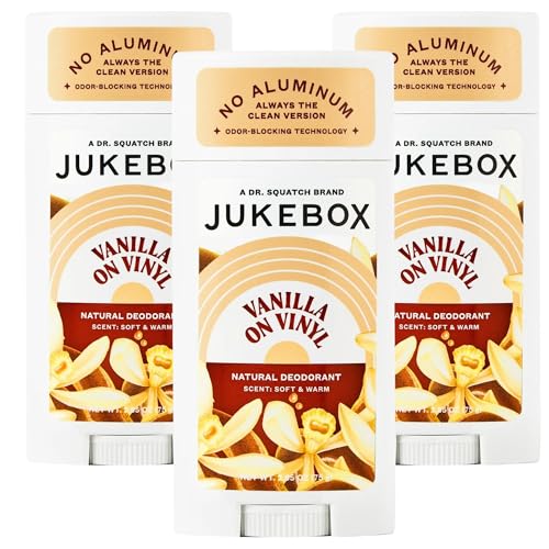 JUKEBOX Natural Deodorant for Womenâ€“Vanilla on Vinyl-Aluminum-Free, No Baking Soda, No Harsh Chemicals, Odor Blocking Technology, Vanilla Bean, Ylang Ylang, Amber-a Dr. Squatch Brand-2.65oz, 3 Pack