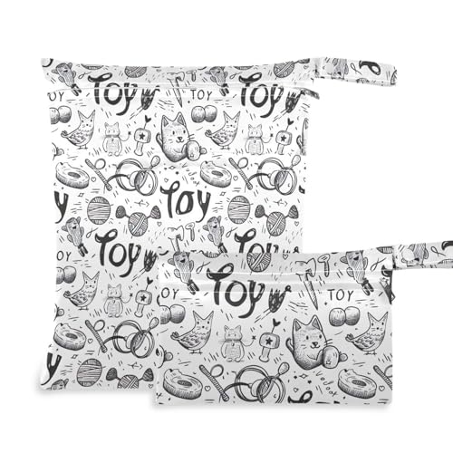 Coikll Wet Dry Bags for Cloth Diaper 2 Pack Waterproof Yoga Gym Bag for Swimsuit Wet Clothes Baby Items-?Animal Sketching?