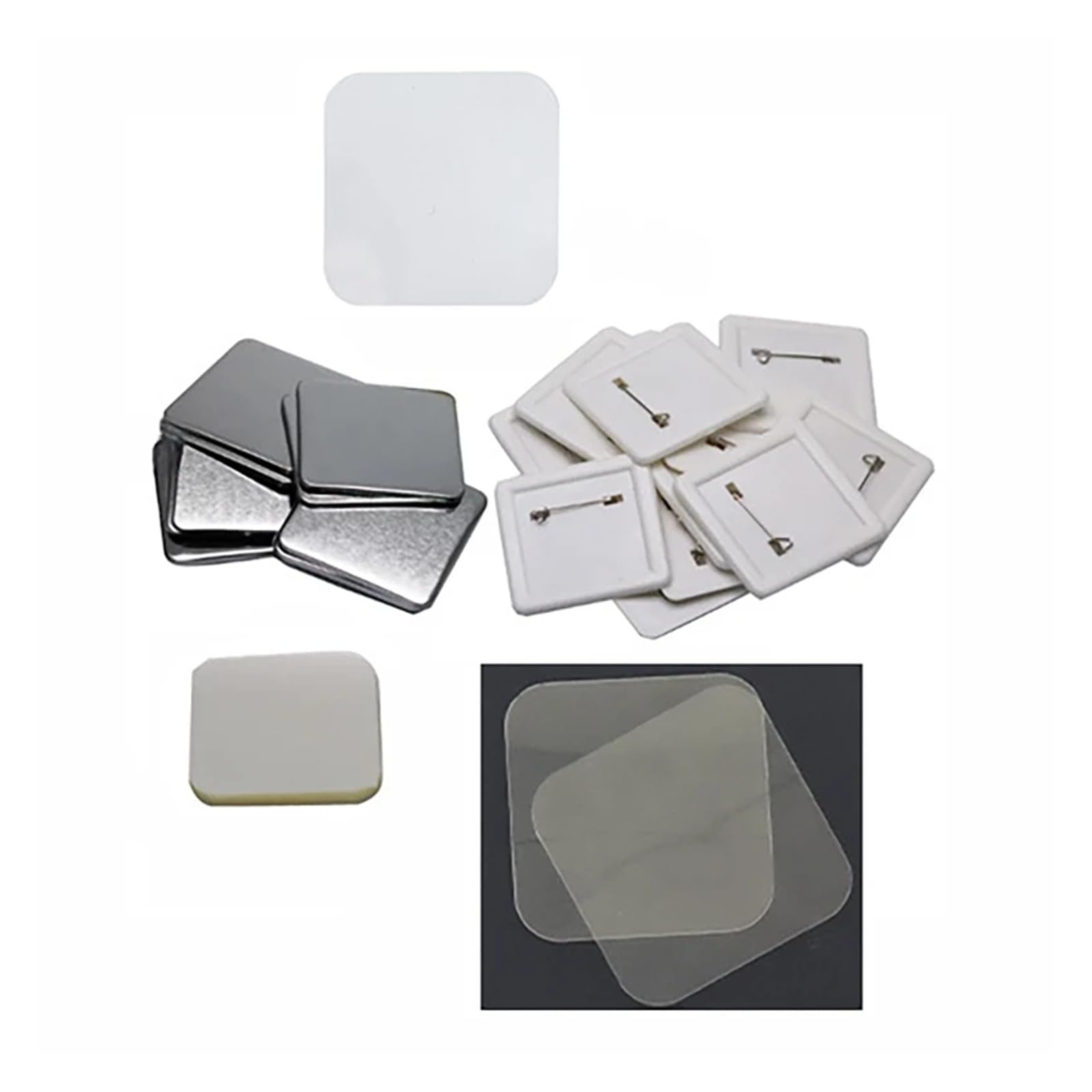 Matériau for badge à épingle carrée 50 x 50 mm, aimants for réfrigérateur, pièces de fabrication, fournitures Compatible(Soft magnet)