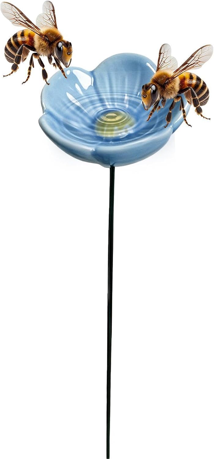 Ceramic Bee Bath - Garden Water Dish, Weather Resistant Outdoor Decor image 3