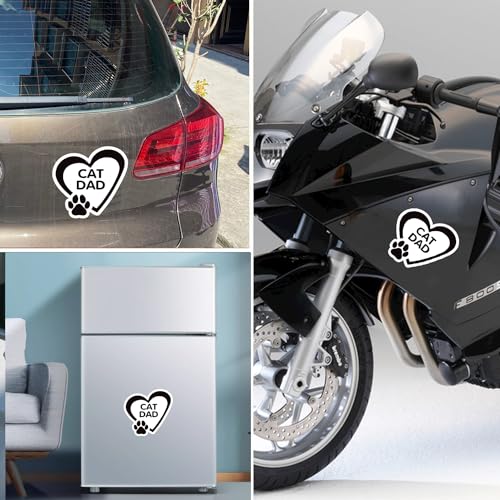 Image of Cat Dad Black Pawprint Magnet Decals - 5x5 Inch - Heavy-Duty Automotive Magnet Stickers for Car, Truck, SUV - Celebrate Feline Kitten Love - Perfect for Any Magnetic Surface (CAT DAD)