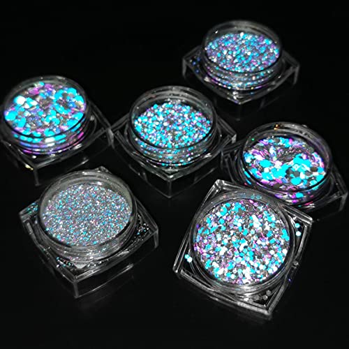 Holographic Nail Glitter Diamond Reflective Nail Powder Glitter Laser Silver Reflective Nail Art Glitter Shiny Pigment Bright Blue Purple Gold Diamond Sequin Design For Women Girls Nail Decorations #TOP2