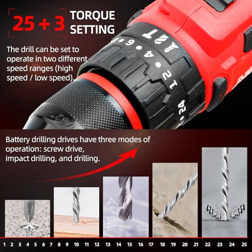 Image of DOGTOOTH 21V Cordless Drill Driver - Electric Screwdriver Set with 2 Batteries and Charger, Variable Speed Trigger，Brushless Motor Build-in LED，for DIYers and Handymen, Home Repair, Light Drilling