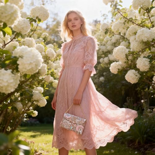 Image of Clutch Purses for Women, Envelope Package, Sequin Embroidered Flowers Straw Bag, Bohemian Handmade Handbags, Crossbody Bag for Vacation, Travel, Banquet(Styles 22)