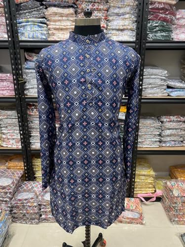 Image of FOXDX Men's Traditional Cotton Floral Printed Only Kurta