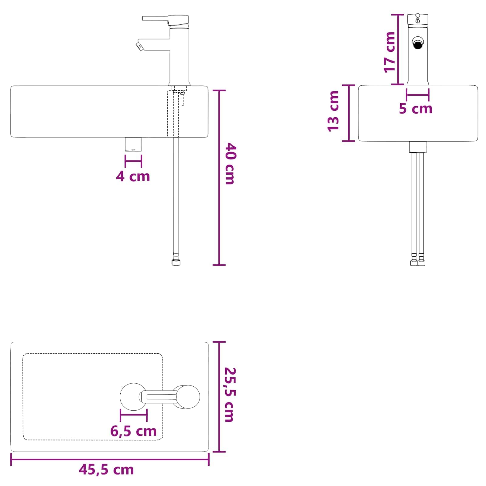 Mangloder Waschbecken fürs Badezimmer Chrom Metall 45,5 x 25,5 x 13 cm mit Wasserhahn Abfluss korrosionsbeständig ideal für Waschtisch Unterschrank Badmöbel Moderne Aufsatzlösung