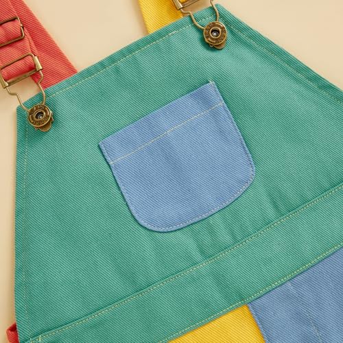 Toddler Boy And Girls Colorful Overalls Patchwork Suspender Shorts Adjustable Straps Romper Summer Loose Pants4