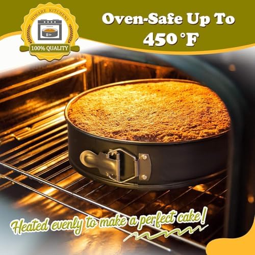 HIWARE Springform Pan Set of 3 Non-stick Leakproof Round Cake Pan Set Includes 3 Pieces 6" 8" 10" - Thumbnail 4