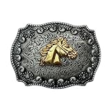 MULBA Vintage Style Alloy Belt Buckle American Cowboy Fashion Western 3D Engraved Cow Bull Head Belt Buckles (Horse)