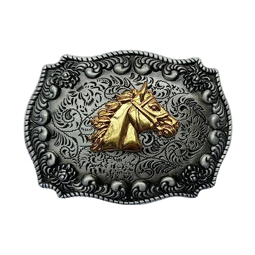 MULBA Vintage Style Alloy Belt Buckle American Cowboy Fashion Western 3D Engraved Cow Bull Head Belt Buckles (Horse)