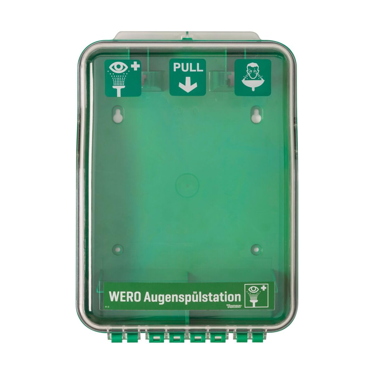 WERO Augenspülstation DustProof - leer | mit transparentem Deckel & Staubdichtung, für 2 WERO Augenspülflaschen P8/A8, zur Wandmontage geeignet