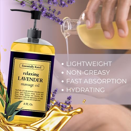 Essentially KateS Lavender Massage Oil 8 Fl Oz - Relaxation and Soothing
