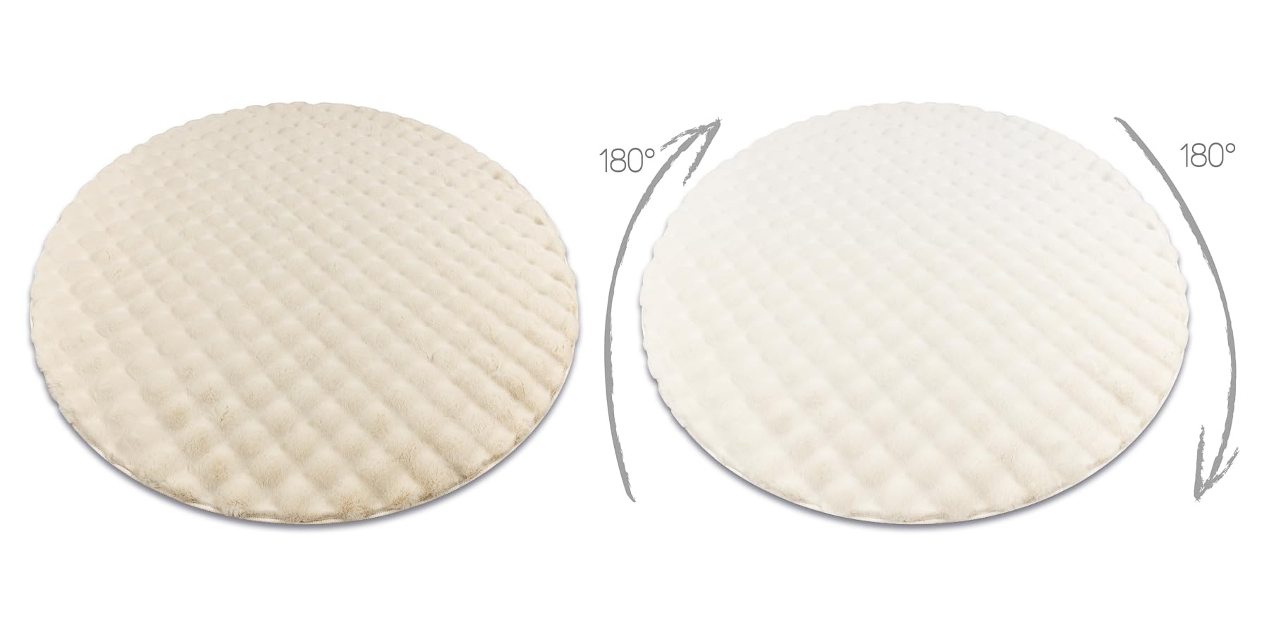 rugsx Tapis Bubble Imitation Fourrure de Lapin 3D, pour Chambre d'enfant, Salon, Chambre à Coucher, très épais, structuré, Ivoire, Cercle 100 cm