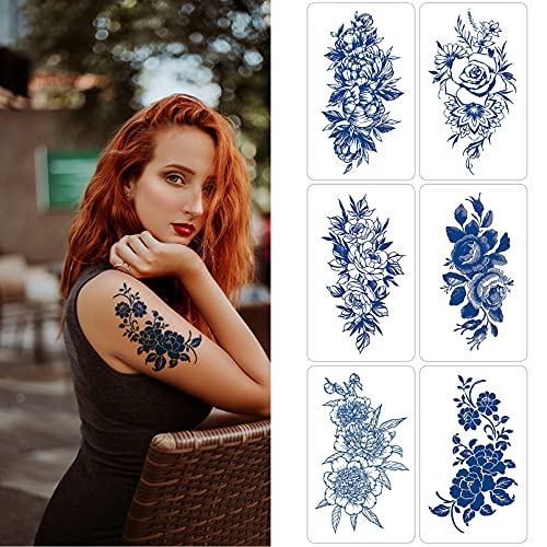 Semi Permanent Tattoos Stickers for women 6 Sheets,Premium Temporary Tattoo for Girls Waterproof and Long- Lasting 2-3 Weeks