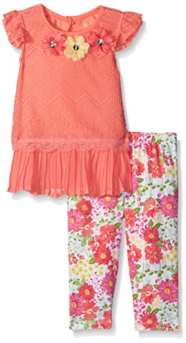 Nannette Girls' 2 Piece Pleated Lace Legging Set