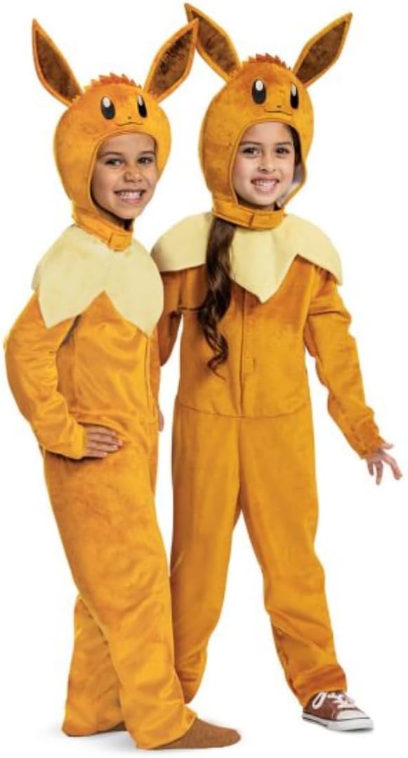 Eevee Costume for Kids, Official Pokemon Costume Hooded Jumpsuit