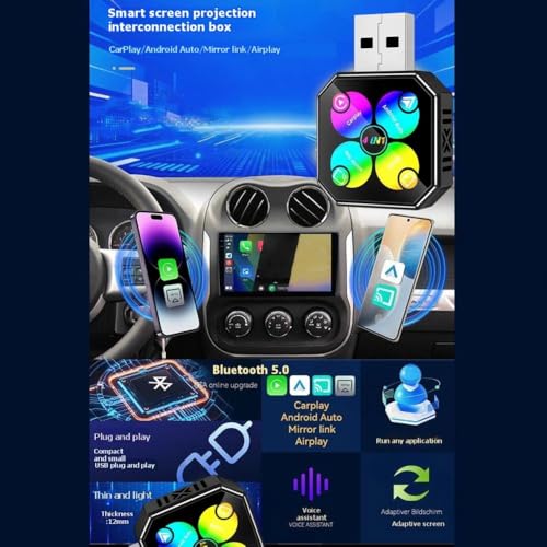 Dongle USB inalámbrico para CarPlay y Android Auto 4 en 1 sin cables 7