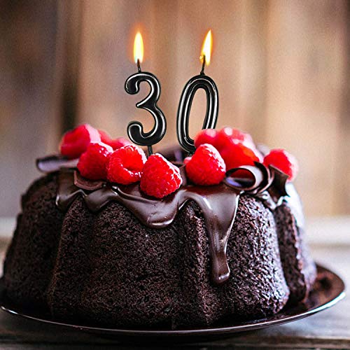 image for Beanlieve Black Numeral Birthday Candles - Cake Numeric Candles Number