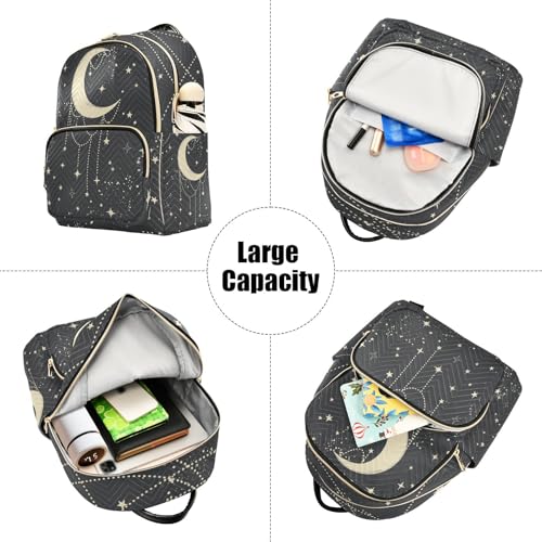 Image of Boho Moon Quilted Backpack Purse for Women Fashion Small Backpack M | Shoulder Bag Travel Casual Daypack