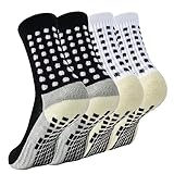 cheap4uk 2 Paare Grip Socken Fussball Fußball Socken Kinder Herren Damen Polsterung Sportsocken Socken Fussball Rutschfeste Football Socks (as3, alpha, s, regular, regular, Schwarz+Weiß)