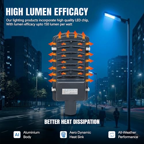 Image of Forus 120W LED Street Light with Clamp, IP66 Waterproof Outdoor LED Street Light, High Lumen 14400lm Blue, Aluminium Body for Road, Parking Lot, Garden & Industrial Outdoor Lighting (1 Pc)