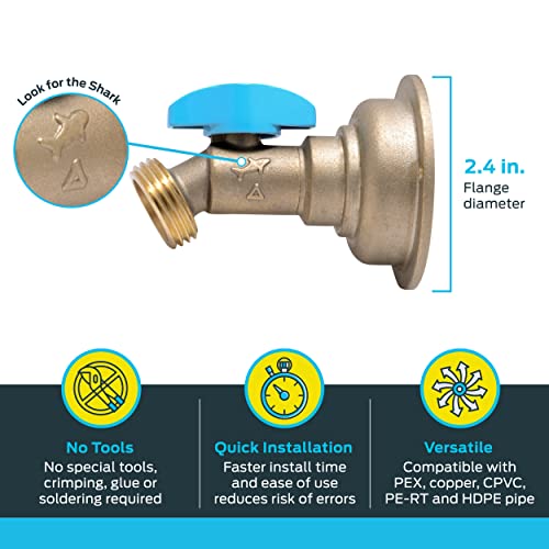 Sharkbite 3/4 X 3/4 Inch Mht 45 Degree Hose Bibb, Quarter Turn, Push To Connect Brass Plumbing Fitting, Pex Pipe, Copper, Cpvc, Pe-Rt, Hdpe, 24631Lf #TOP2