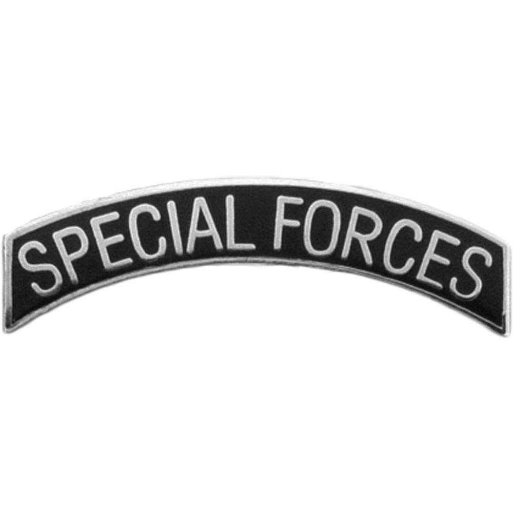 US Army Special Forces Letters Lapel Pin, Silver Tone and Black