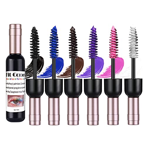 Máscara de Pestañas de 5 Colores, Máscara Pestañas Efecto Volumen y Largura - Mascara Azul Pestañas Máscara Waterproof False Lash Effect, Maquillaje de pestañas de fiesta de Larga Duración
