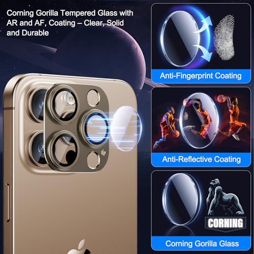 Image of Esanik Upgrade 2 Pack for iPhone 16 Pro /iPhone 16 Pro Max Camera Lens Protector, Aluminum Alloy Metal Matte Case Tempered Glass Camera Screen Cover, Scratch Resistant Case Friendly (Desert Titanium)