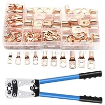 Ring Terminals 60/100pcs SC4-SC25 Car Auto Copper Ring Terminals Connectors Crimper Tools Cable Lugs HX-50B Crimping Pliers Set60PCS