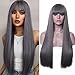 Rosa Star 26"Long Straight Hair Wigs Natural Long Wig with Bangs Synthetic Full Wig for Women (171#)