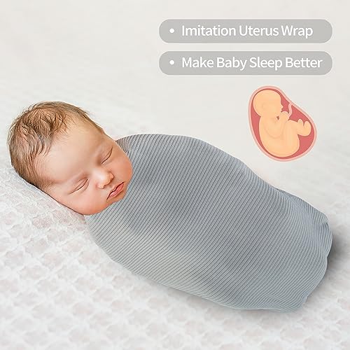 Image of Viviland Jersey Swaddle Blanket, Ultra Soft Stretchy Receiving Blanket, Newborn Swaddle Wrap for Boys & Girls, 40 x 30 inches, 2 Pcs