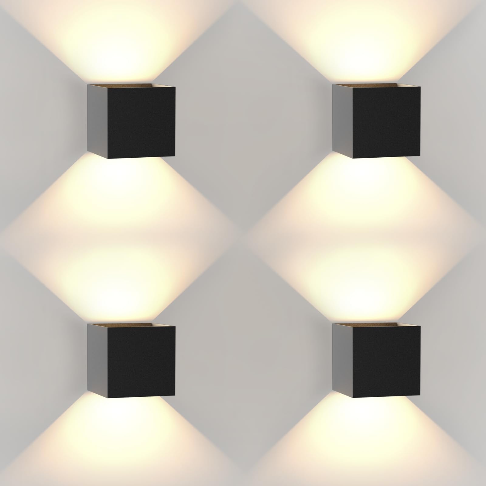 Homefire LED Wandleuchte Innen Wandlampe 4ER Außenwandleuchten Schwarz | Wandbeleuchtung Aussen 5W Aussenlampe Up Down Wandstrahler IP65 Außenbeleuchtung 3000K für Hauswand Treppenhaus Garten
