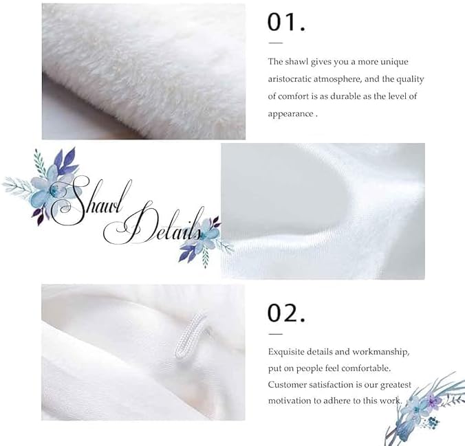 TWINKLEDE White Faux Fur Shawl Stole Scarfs Wedding Winter Fur Shawls and Wraps for Bridal (US, 2-12) - Image 3