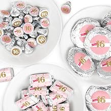 Big Dot of Happiness Sweet 16 - Mini Candy Bar Wrappers, Round Candy Stickers and Circle Stickers - 16th Birthday Party Candy Favor Sticker Kit - 304 Pieces