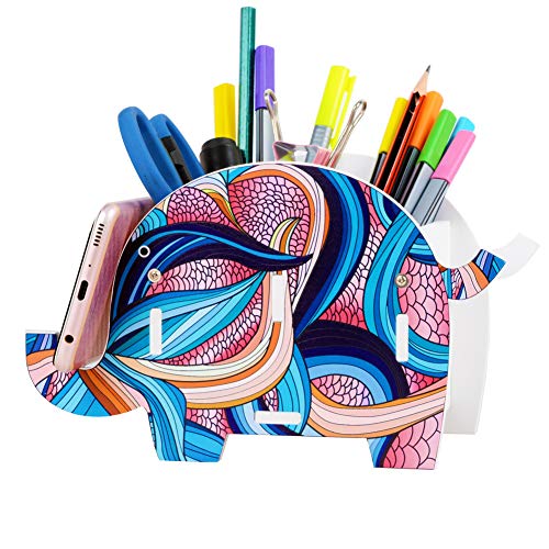 Colorful Elephant Pencil Holder Pen Brush Remote Control Organizer