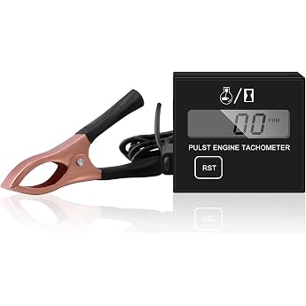 Aicharynic Digital Tachometer - Inductive Small Motor Tachometer Waterproof with Hour Meter for Chainsaws Lawnmowers and Motorcycles