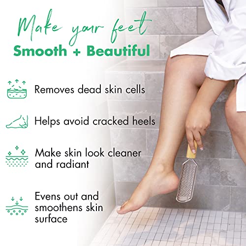 Foot File - Callus Remover Tool For Dead Skin Removal, At Home Pedicure Tools, Foot Rasp Callus Remover Feet And Heels, Smooth Soft Feet Using A Grater & Scraper (Bamboo & Stainless Steel) (1 Pack) #TOP2