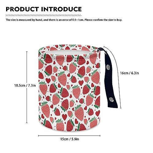 Image of Strawberry Hanging Car Trash Can, Collapsable Car Front /Back Seats Organizer with Adjustable Strap, Waterproof Car Rubbish Bin for Travelling Bedroom Kitchen