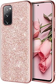 YINLAI Samsung Galaxy S20 FE Case Bling Glitter Shiny Sparkly Slim Thin Shockproof Protective Hybrid Cover Girly Women Phone Case for Samsung Galaxy S20 FE 5G/4G,Rose Gold/Pink