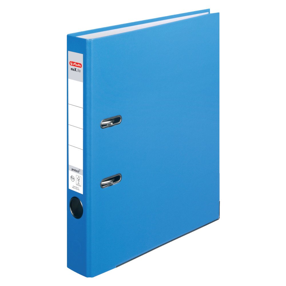 Herlitz Ordner maX.file protect A4 5cm, PP-Folienbezug beschichtet, mit Wechselfenster (aquamarin | 20er)